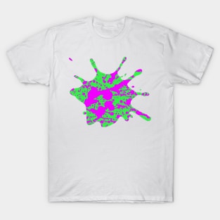 Neon Green and Pink Paint Splatter T-Shirt